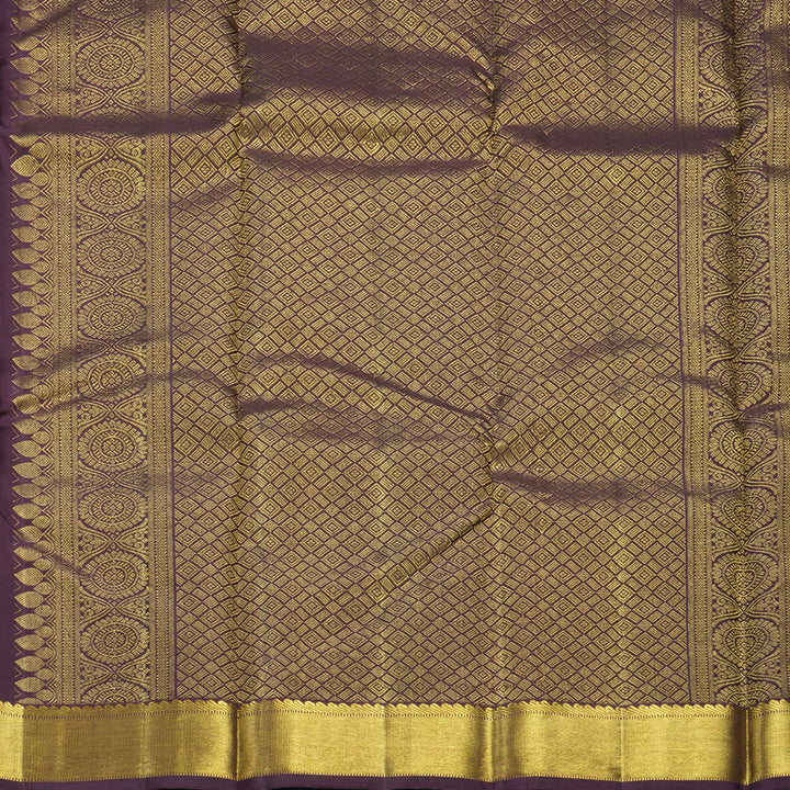 Hayagrivas Handloom Rust Orange Kanjivaram Silk Saree with Burgundy Border KBF665G1-6