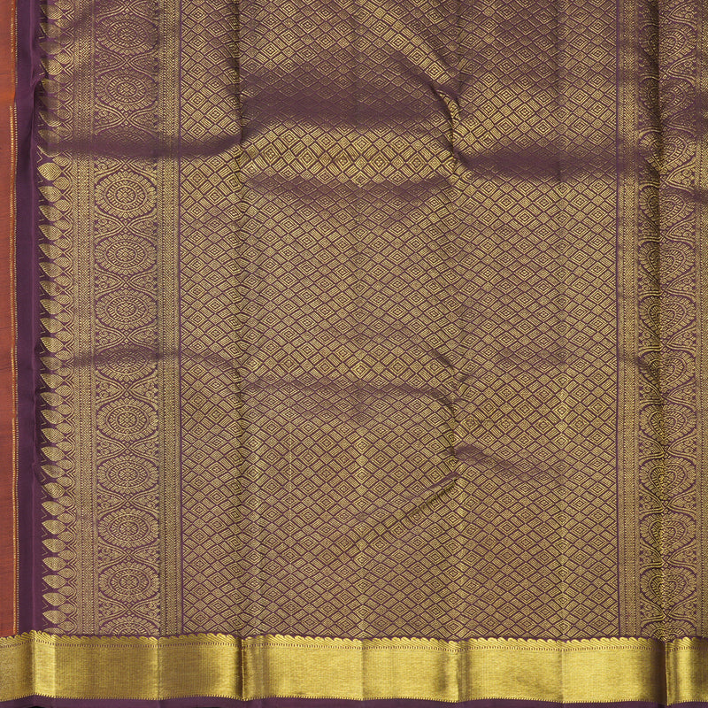 Hayagrivas Handloom Rust Orange Kanjivaram Silk Saree with Burgundy Border KBF665G1-8