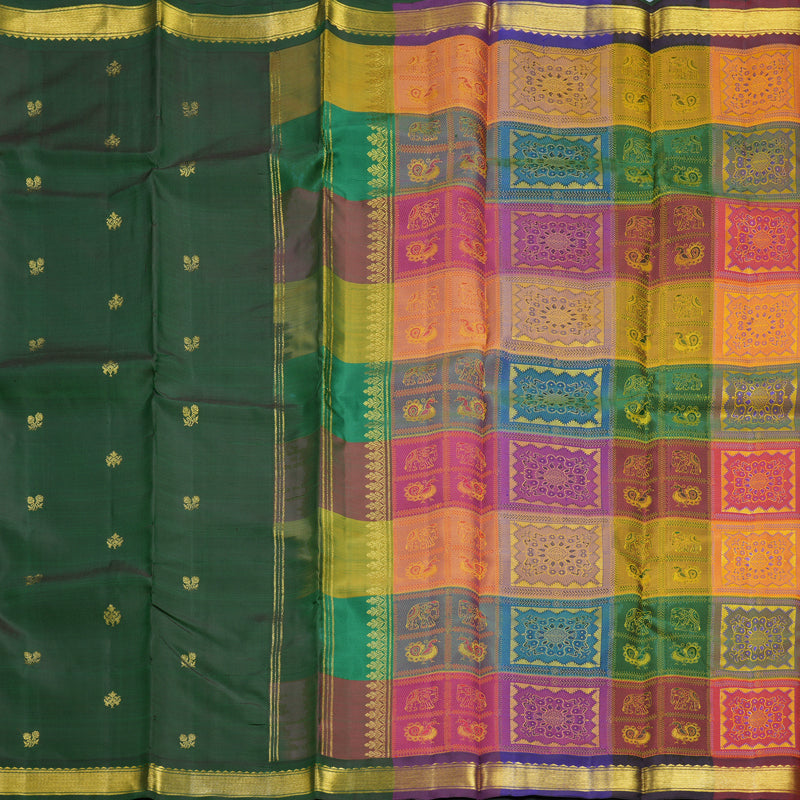 Hayagrivas Handloom Bottle Green Kanjivaram Silk Saree KBF665G2-2