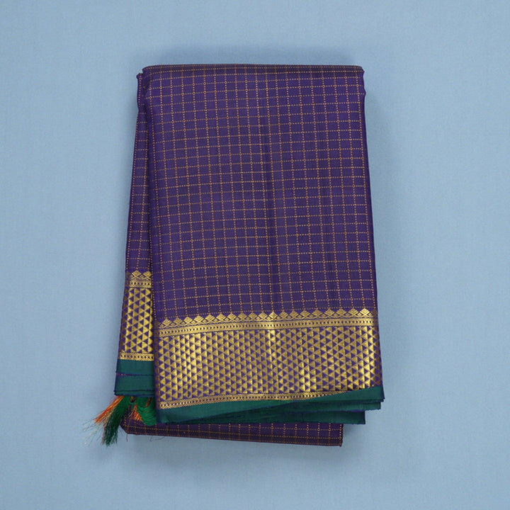 Hayagrivas Handloom Midnight Blue Kanjivaram Silk Saree KBF665G2-5
