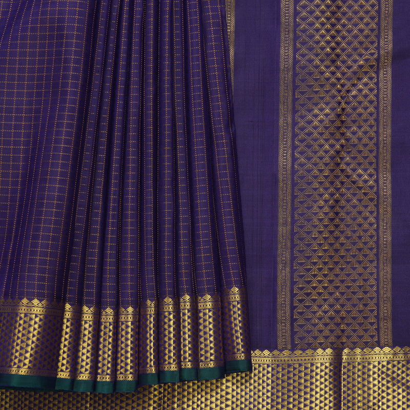 Hayagrivas Handloom Midnight Blue Kanjivaram Silk Saree KBF665G2-5