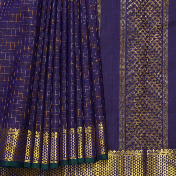 Hayagrivas Handloom Midnight Blue Kanjivaram Silk Saree KBF665G2-5