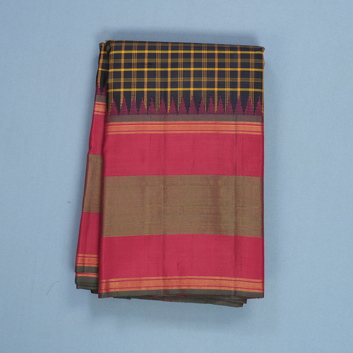 Hayagrivas Handloom Karum Neelam Kanjivaram Silk Saree with Maroon Border KBF665G3-2
