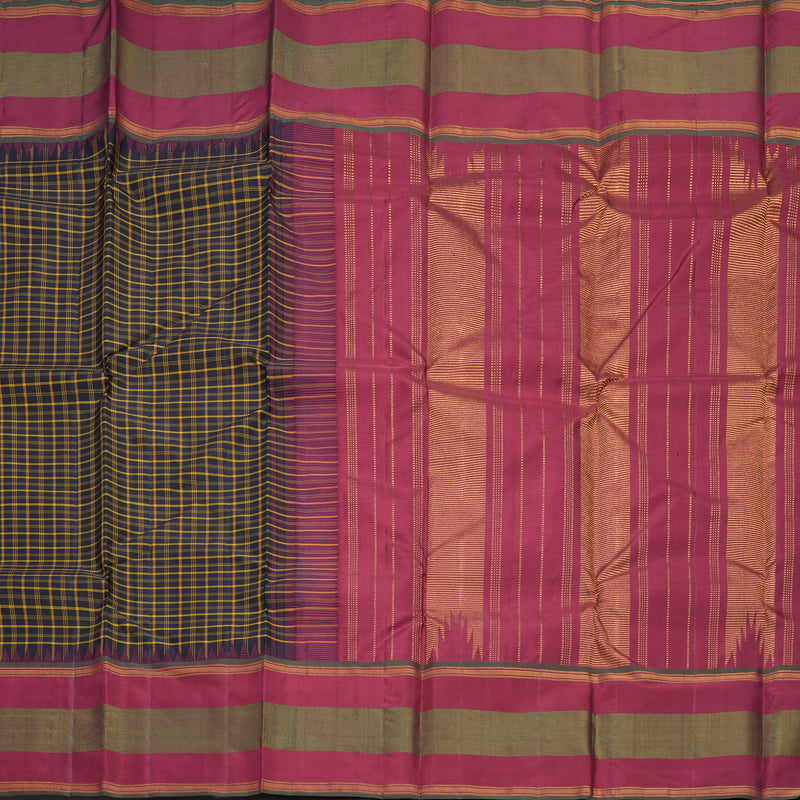 Hayagrivas Handloom Karum Neelam Kanjivaram Silk Saree with Maroon Border KBF665G3-2