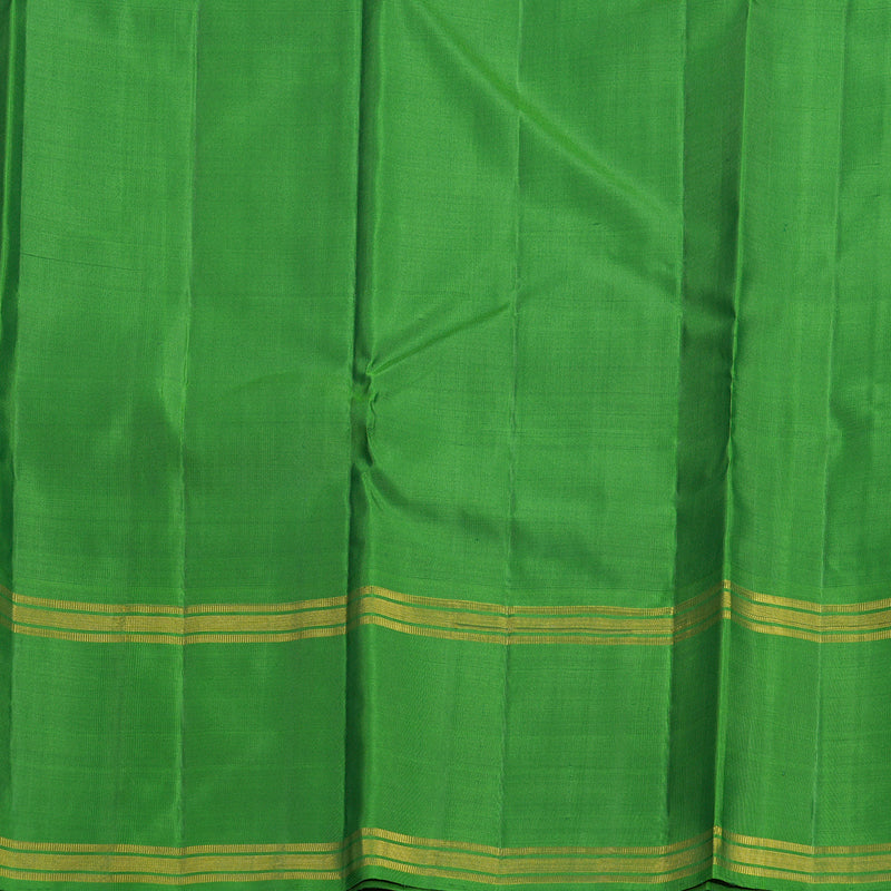 Hayagrivas Handloom Khaki Brown Kanjivaram Silk Saree with Parrot Green Border KBF665G3-4