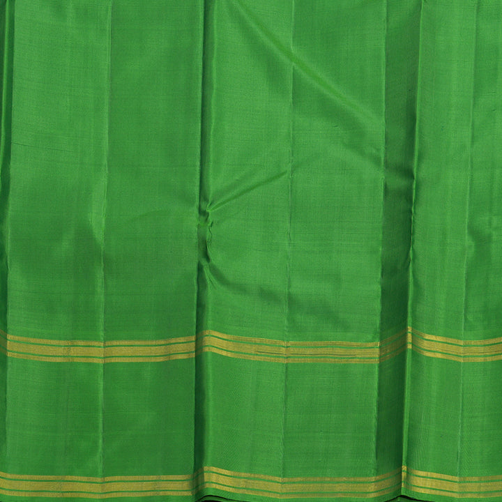 Hayagrivas Handloom Khaki Brown Kanjivaram Silk Saree with Parrot Green Border KBF665G3-4