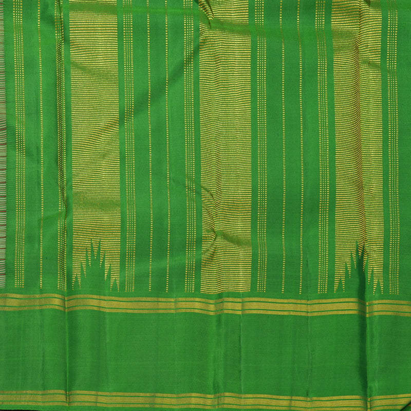 Hayagrivas Handloom Khaki Brown Kanjivaram Silk Saree with Parrot Green Border KBF665G3-4