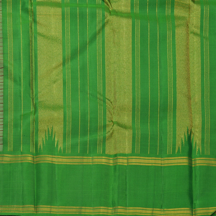 Hayagrivas Handloom Khaki Brown Kanjivaram Silk Saree with Parrot Green Border KBF665G3-4