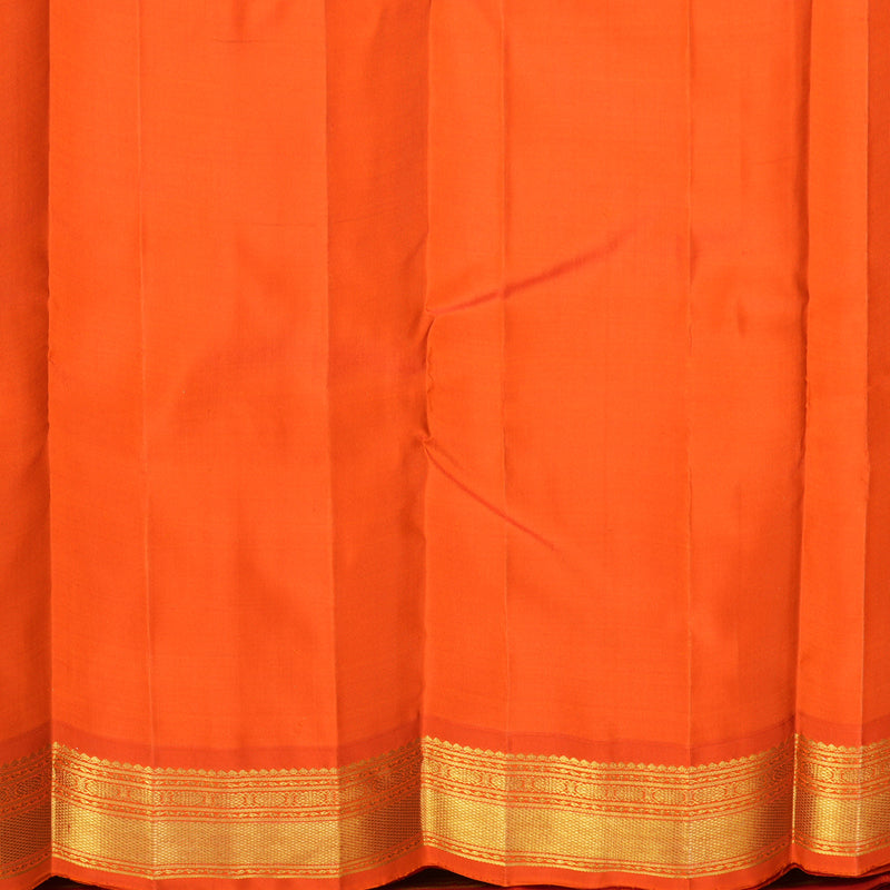 Hayagrivas Handloom Ink Blue Kanjivaram Silk Saree with Orange Border KBF665G4-1