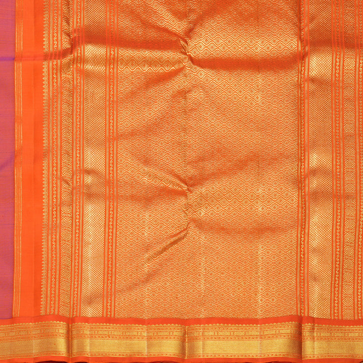 Hayagrivas Handloom Ink Blue Kanjivaram Silk Saree with Orange Border KBF665G4-1