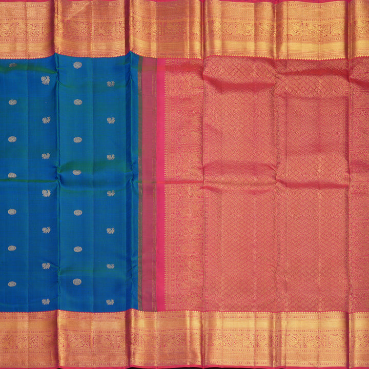 Hayagrivas Handloom Mayilkazhuthu Kanjivaram Silk Saree with Pink Border KBF602G1-1