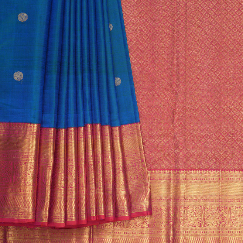 Hayagrivas Handloom Mayilkazhuthu Kanjivaram Silk Saree with Pink Border KBF602G1-1