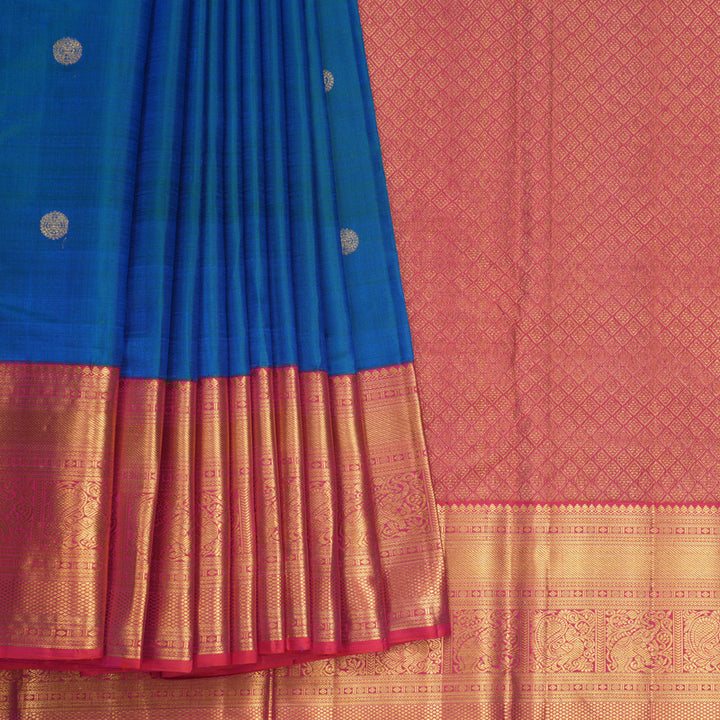 Hayagrivas Handloom Mayilkazhuthu Kanjivaram Silk Saree with Pink Border KBF602G1-1