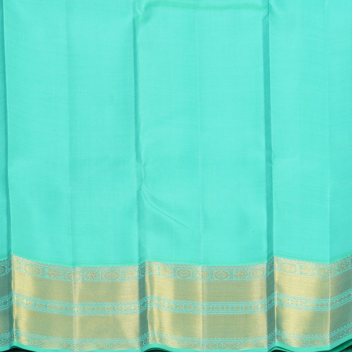 Hayagrivas Handloom Royal Blue Kanjivaram Silk Saree with Aqua Green Border KBF666G2-1