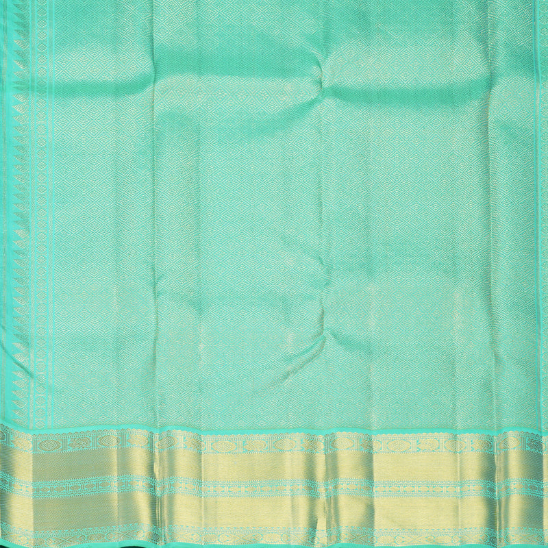 Hayagrivas Handloom Royal Blue Kanjivaram Silk Saree with Aqua Green Border KBF666G2-1
