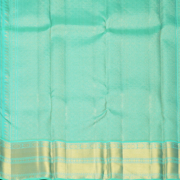 Hayagrivas Handloom Royal Blue Kanjivaram Silk Saree with Aqua Green Border KBF666G2-1