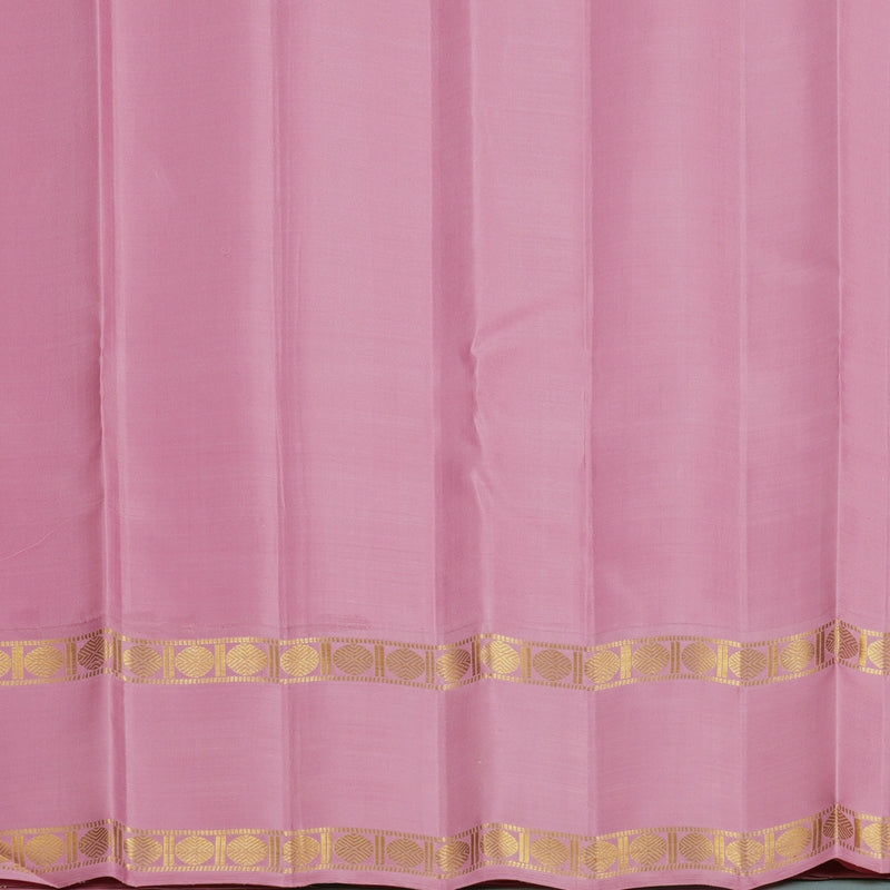 Hayagrivas Handloom Peach Orange Kanjivaram Silk Saree with Lotus Pink Border KBF666G2-2