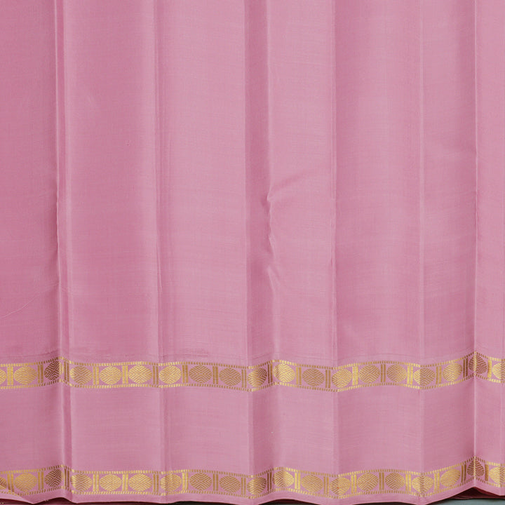 Hayagrivas Handloom Peach Orange Kanjivaram Silk Saree with Lotus Pink Border KBF666G2-2