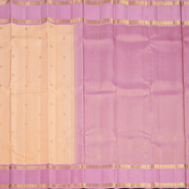 Hayagrivas Handloom Peach Orange Kanjivaram Silk Saree with Lotus Pink Border KBF666G2-2
