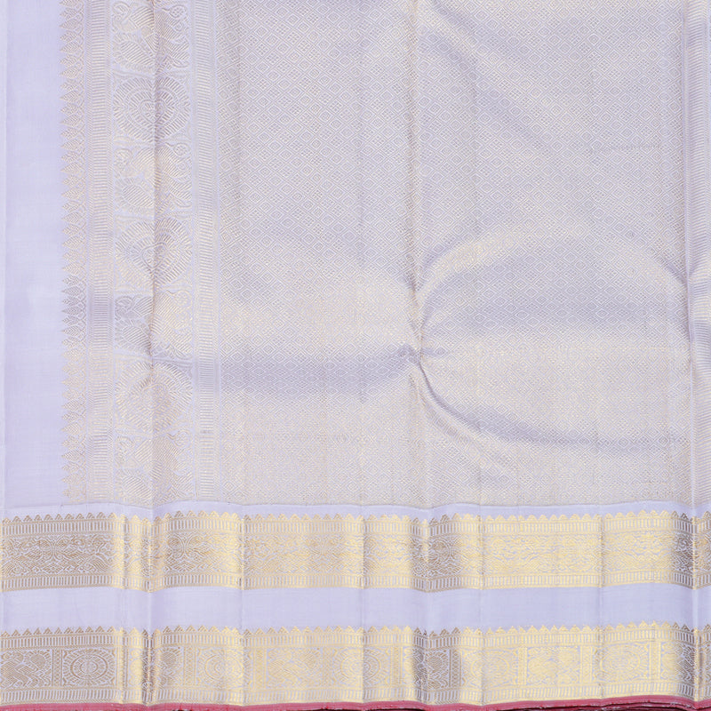 Hayagrivas Handloom Kum Kum Red Kanjivaram Silk Saree with Lilac Border KBF666G3-1