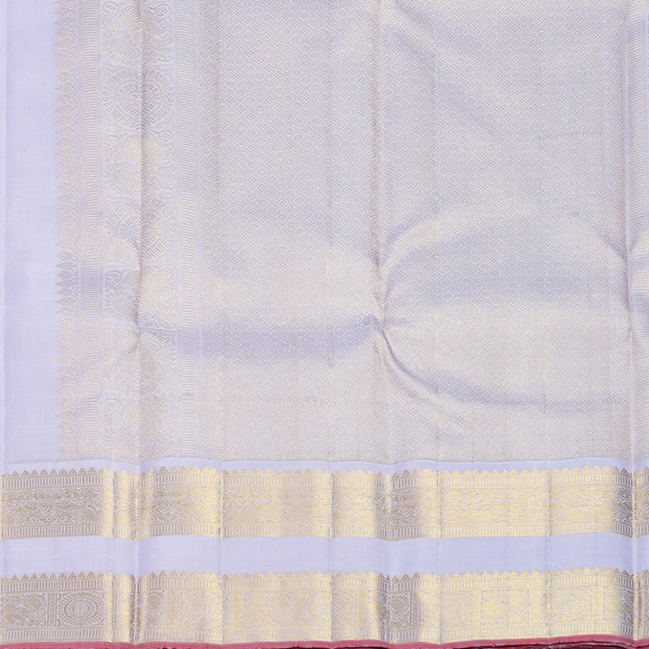 Hayagrivas Handloom Kum Kum Red Kanjivaram Silk Saree with Lilac Border KBF666G3-1