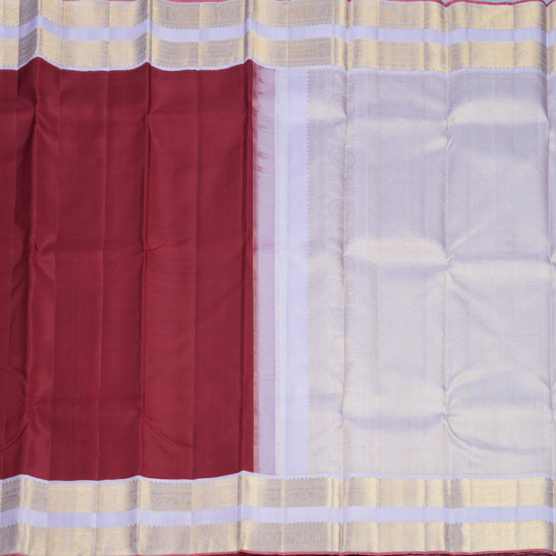 Hayagrivas Handloom Kum Kum Red Kanjivaram Silk Saree with Lilac Border KBF666G3-1