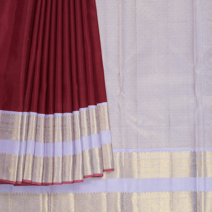 Hayagrivas Handloom Kum Kum Red Kanjivaram Silk Saree with Lilac Border KBF666G3-1