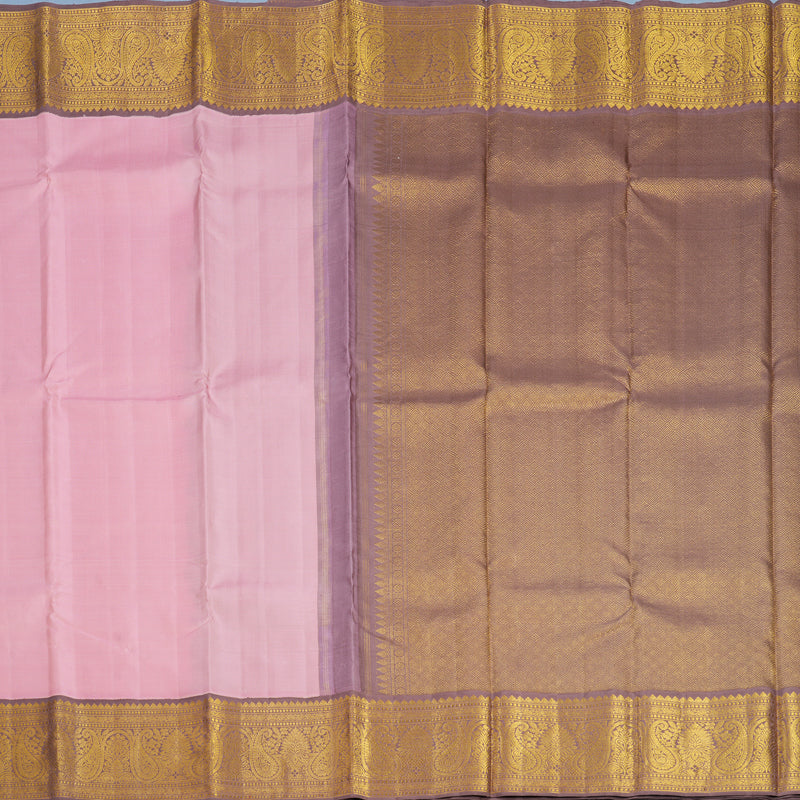 Hayagrivas Handloom Baby Pink Kanjivaram Silk Saree with Dusky Onion Pink Border KBF666G3-2`