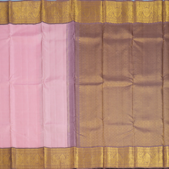 Hayagrivas Handloom Baby Pink Kanjivaram Silk Saree with Dusky Onion Pink Border KBF666G3-2`