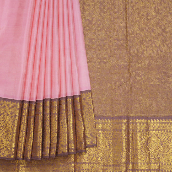 Hayagrivas Handloom Baby Pink Kanjivaram Silk Saree with Dusky Onion Pink Border KBF666G3-2`