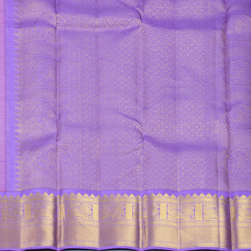 Hayagrivas Handloom Peach Pink Kanjivaram Silk Saree with Lavender Border KBF666G3-4