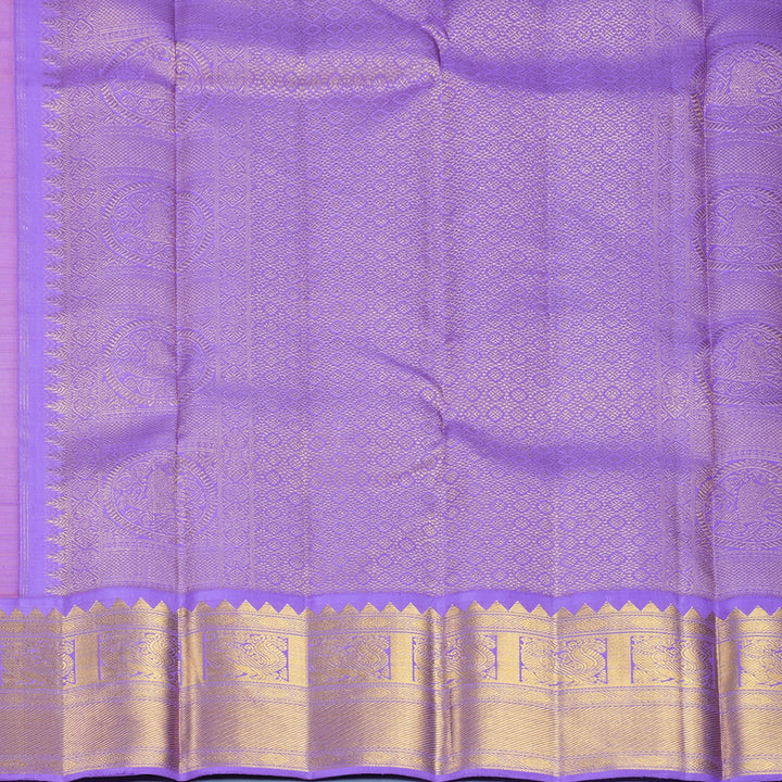 Hayagrivas Handloom Peach Pink Kanjivaram Silk Saree with Lavender Border KBF666G3-4