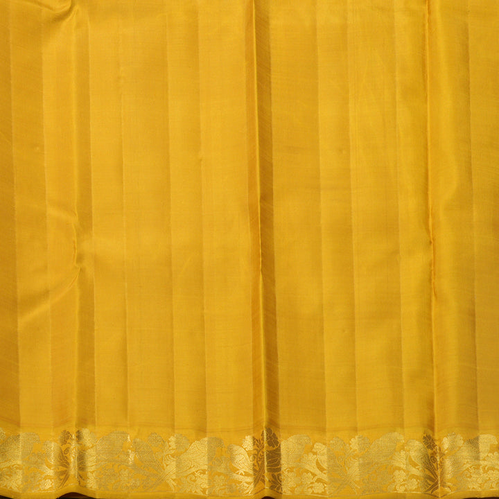 Hayagrivas Handloom MS Blue Kanjivaram Silk Saree with Mustard Yellow Border KBF666G4-1