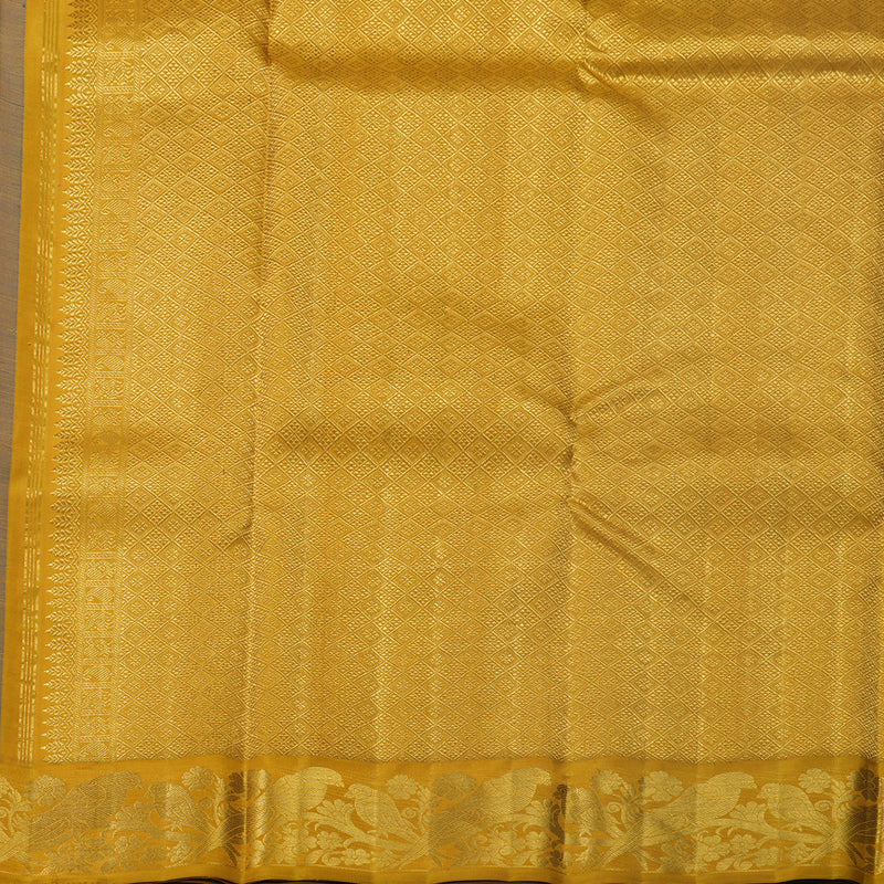 Hayagrivas Handloom MS Blue Kanjivaram Silk Saree with Mustard Yellow Border KBF666G4-1