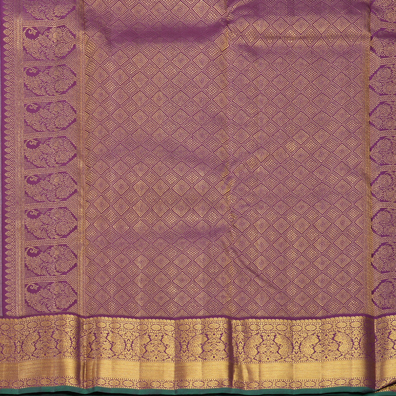 Hayagrivas Handloom Lilac Kanjivaram Silk Saree with Plum Purple Border KBF666G6-1