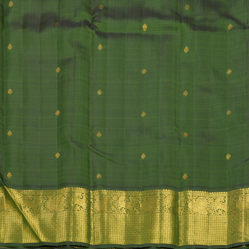 Hayagrivas Handloom Bright Pink Kanjivaram Silk Saree with Mehandi Green Border KBF668G2-2
