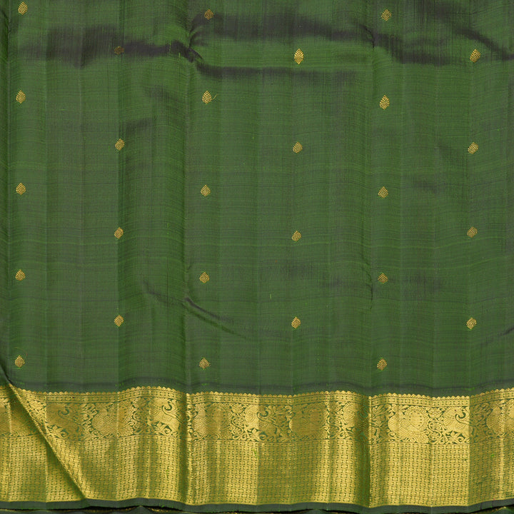 Hayagrivas Handloom Bright Pink Kanjivaram Silk Saree with Mehandi Green Border KBF668G2-2