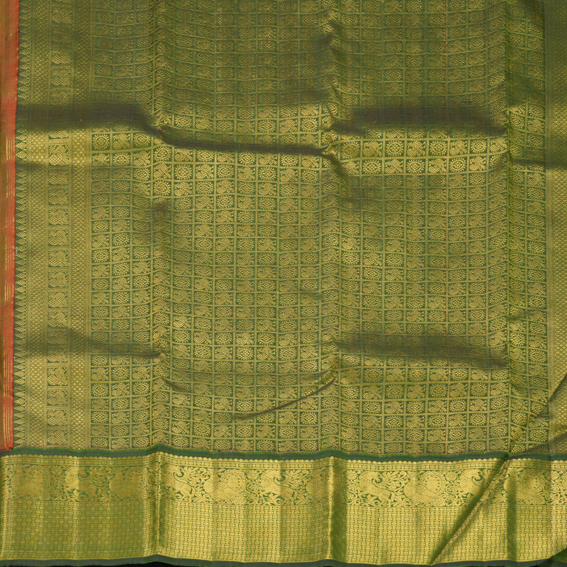 Hayagrivas Handloom Bright Pink Kanjivaram Silk Saree with Mehandi Green Border KBF668G2-2