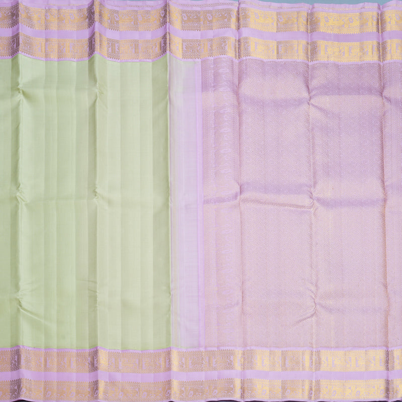 Hayagrivas Handloom Pista Green Kanjivaram Silk Saree with Lavender-Pink Border KBF668G3-4