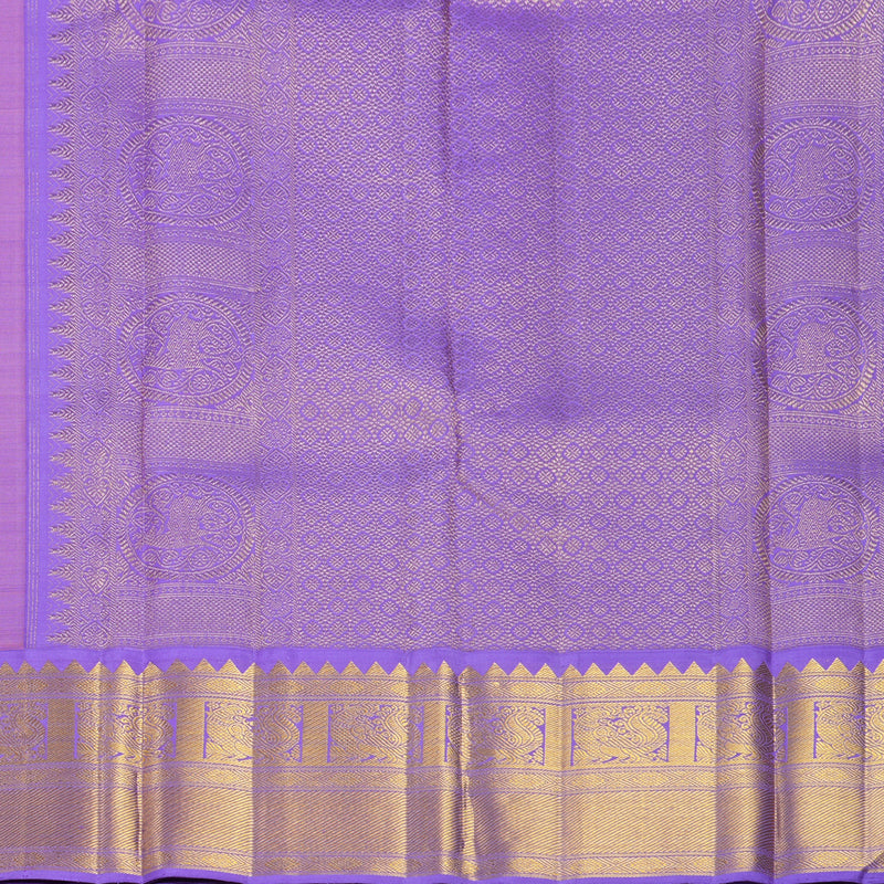 Hayagrivas Handloom Rose Pink Kanjivaram Silk Saree with Purple Border KBF668G3-5