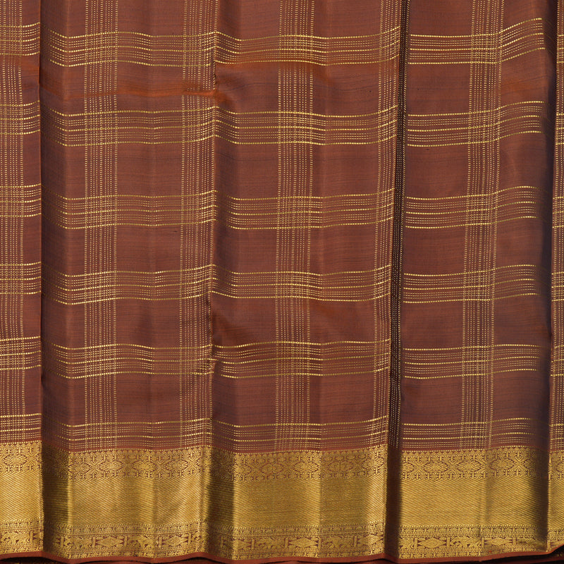 Hayagrivas Handloom Deep Nagapazham Kanjivaram Silk Saree with Rust Orange Border KBF669G10-1