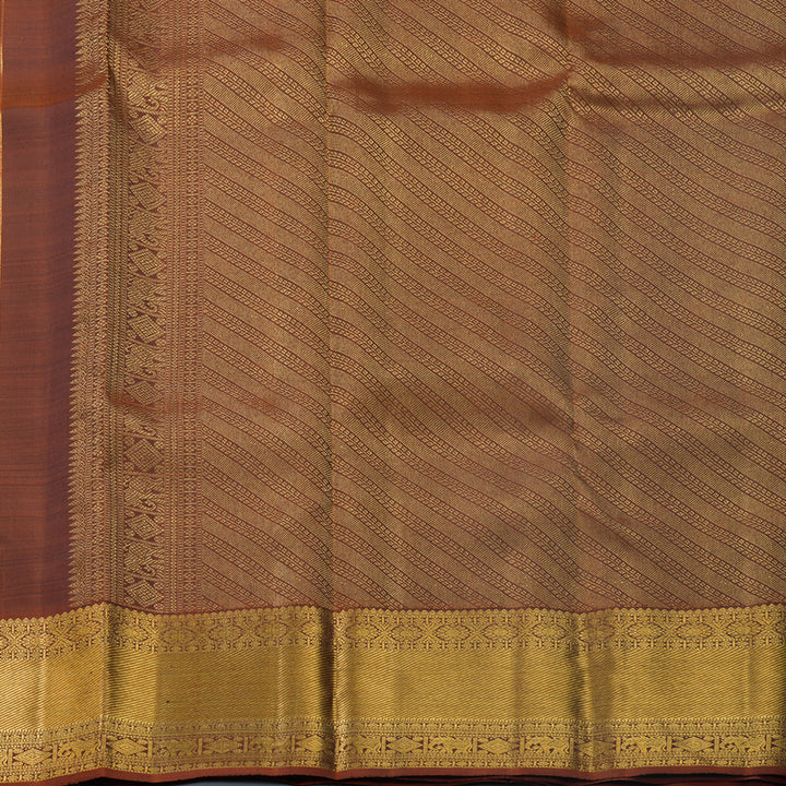 Hayagrivas Handloom Deep Nagapazham Kanjivaram Silk Saree with Rust Orange Border KBF669G10-1