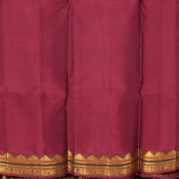 Hayagrivas Handloom Turmeric Yellow Kanjivaram Silk Saree with Maroon Border KBF669G2-1