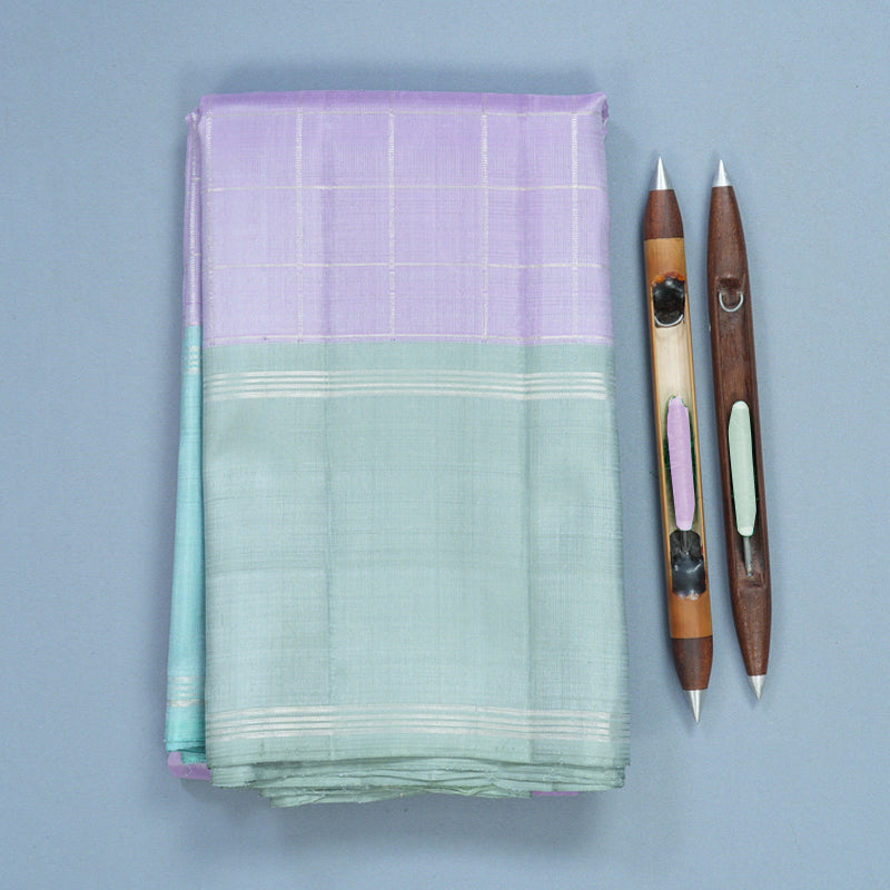 Hayagrivas Handloom Lilac Kanjivaram Silk Saree with Ganga Jamuna Border KBF669G9-1
