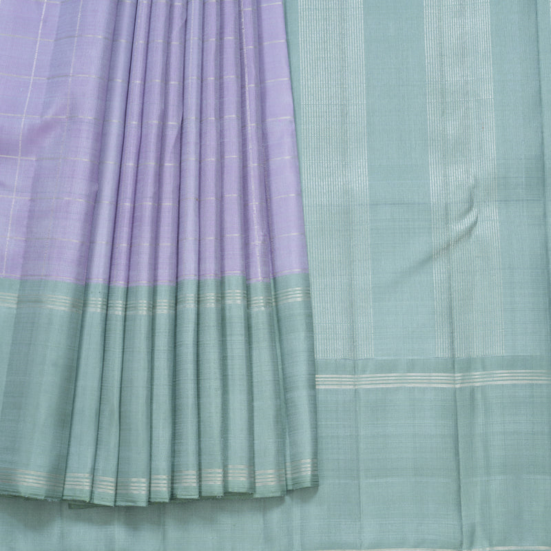Hayagrivas Handloom Lilac Kanjivaram Silk Saree with Ganga Jamuna Border KBF669G9-1