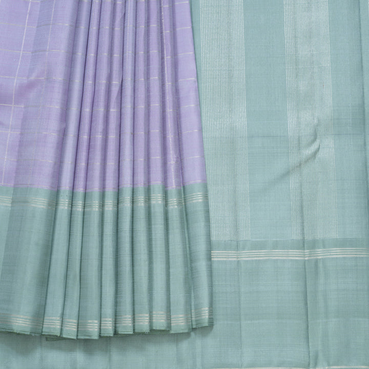 Hayagrivas Handloom Lilac Kanjivaram Silk Saree with Ganga Jamuna Border KBF669G9-1