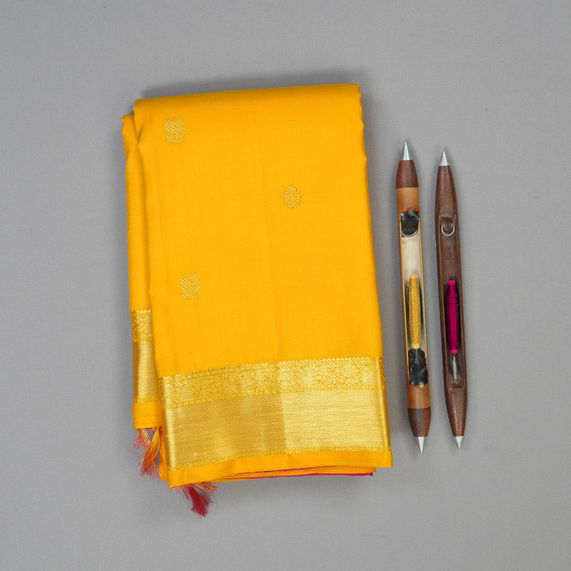 Hayagrivas Handloom Yellow Kanjivaram Silk Saree KBF66D1-3
