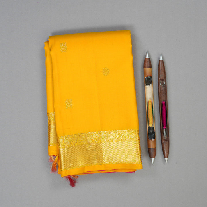 Hayagrivas Handloom Yellow Kanjivaram Silk Saree KBF66D1-3