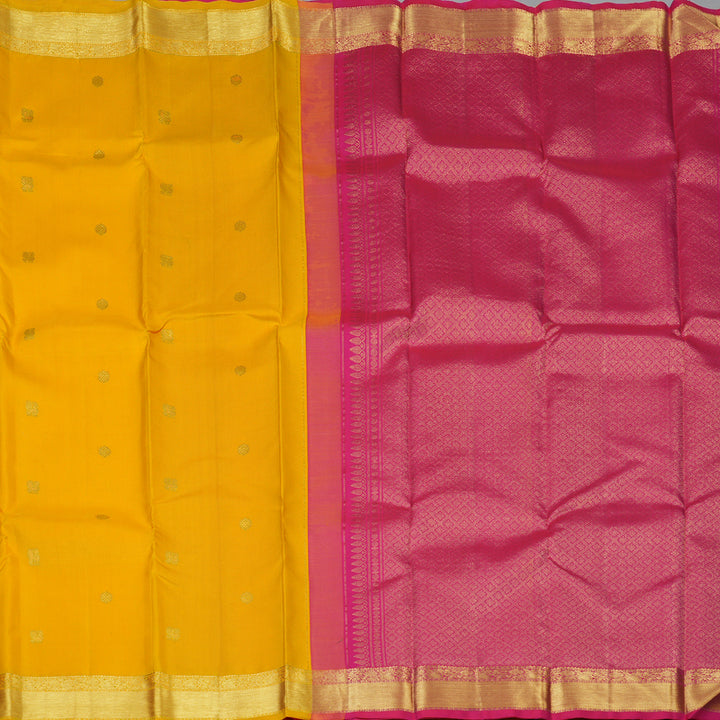 Hayagrivas Handloom Yellow Kanjivaram Silk Saree KBF66D1-3
