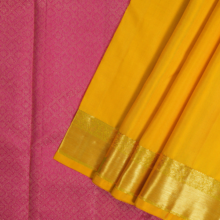 Hayagrivas Handloom Yellow Kanjivaram Silk Saree KBF66D1-3